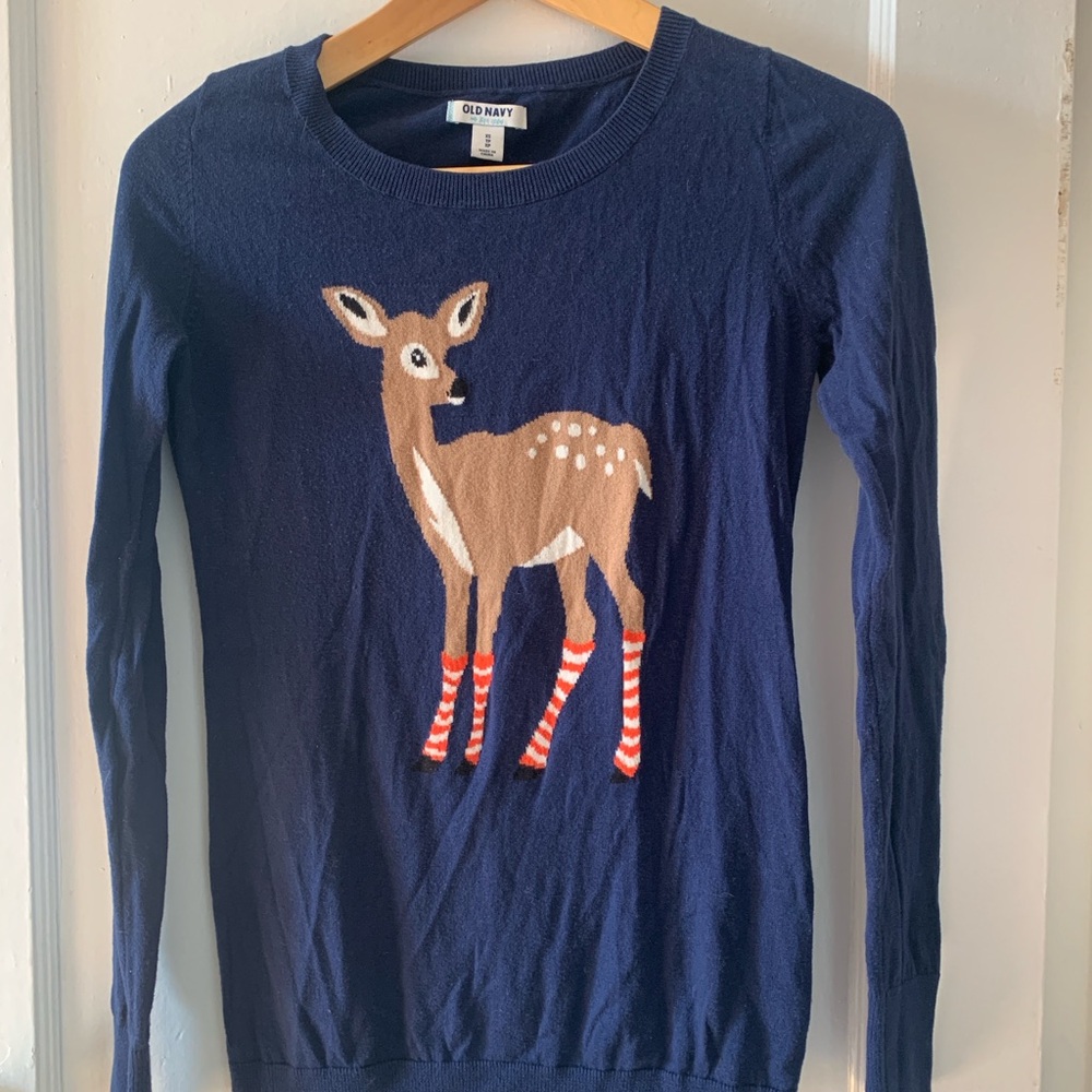 Old Navy Blue Sweater with Deer Design